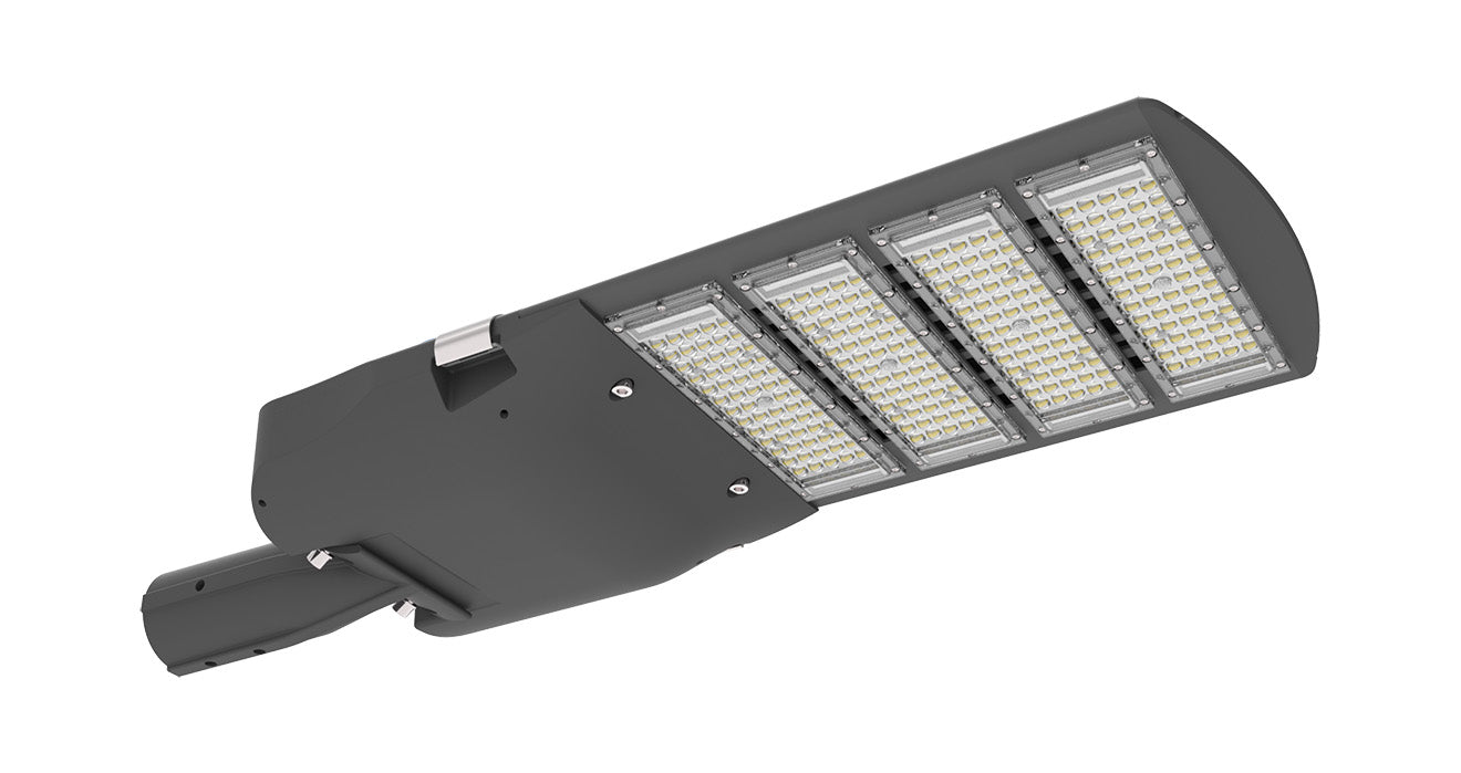 LED street light fitting on white background